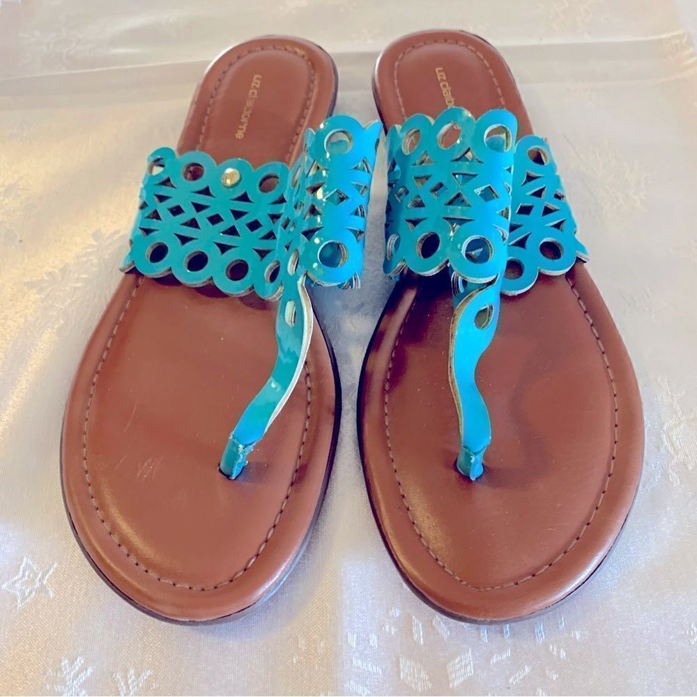 Liz Claiborne Flats Sandals Turquoise Color Sz 7 Gorgeous